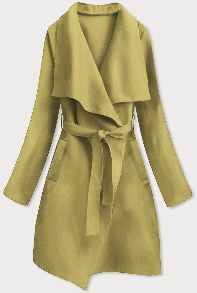 Minimalistický dámský kabát v olivové barvě (747ART) Zelená jedna velikost