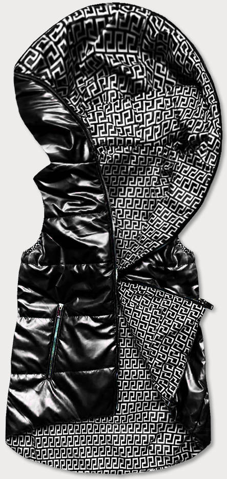 Čierna dámska rozšírená obojstranná vesta (B8005-1) černá XL (42)