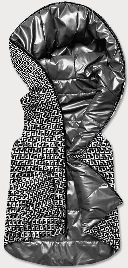 Šedá dámská rozšířená oboustranná vesta (B8005-70) Barva: odcienie szarości, Velikost: XL (42)