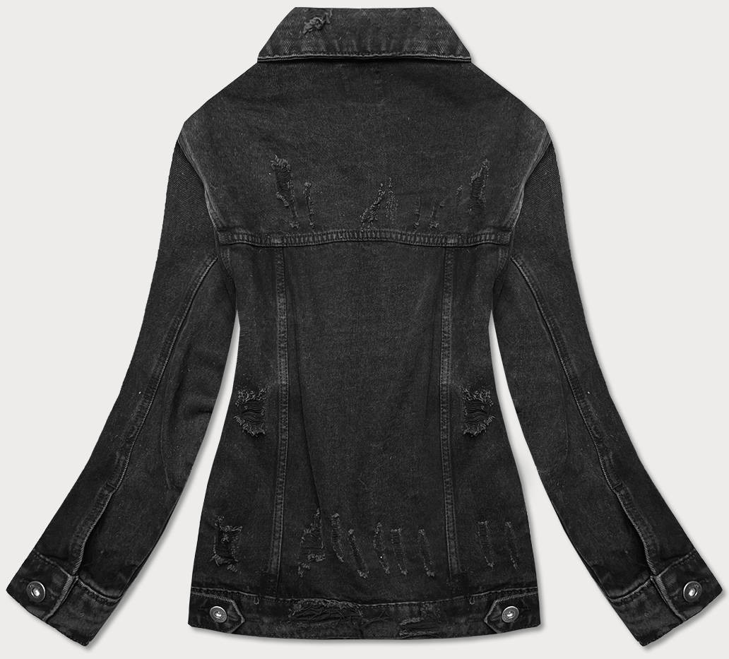 Černá dámská džínová bunda s protrženími (34761A) černá XS (34)