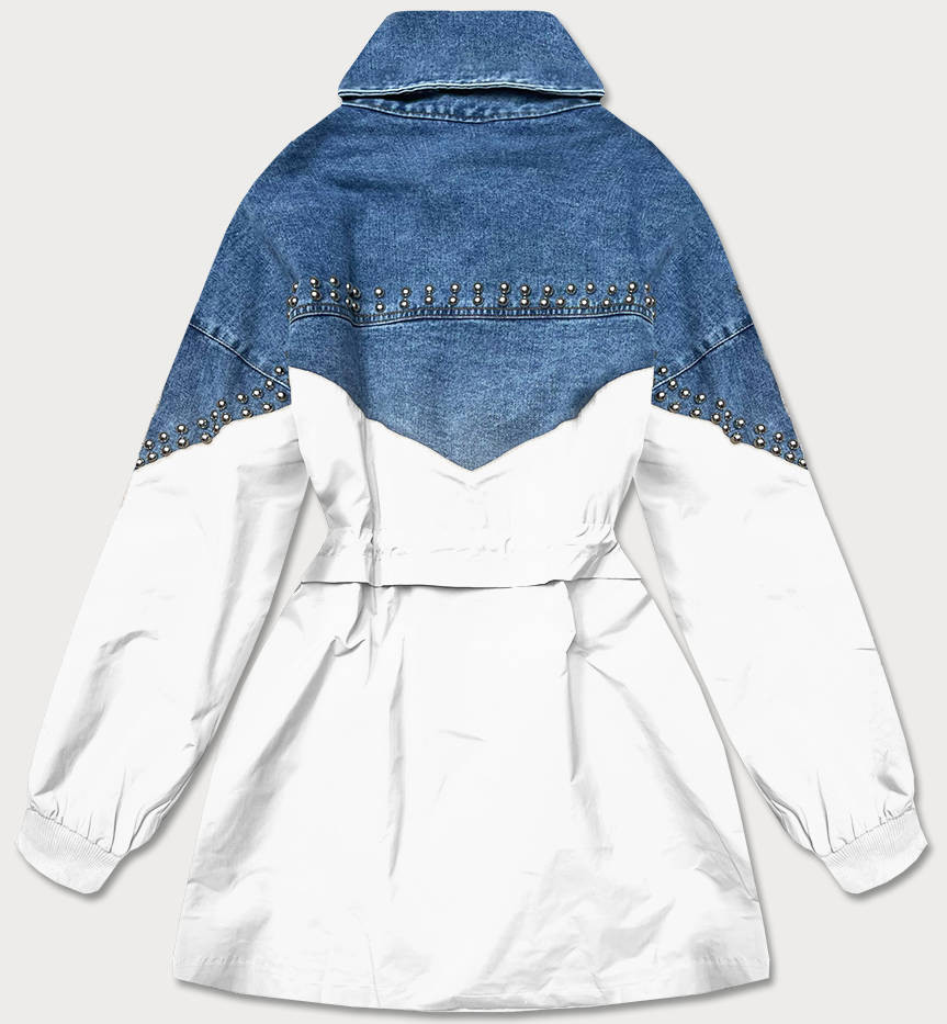 Světle modro-bílá dámská džínová denim bunda z různých spojených materiálů (PFFS12233) odcienie niebieskiego ONE SIZE