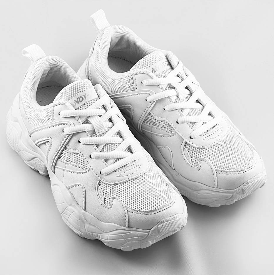 Bílé dámské šněrovací sportovní boty (AW100001-02) Barva: odcienie bieli, Velikost: ONE SIZE
