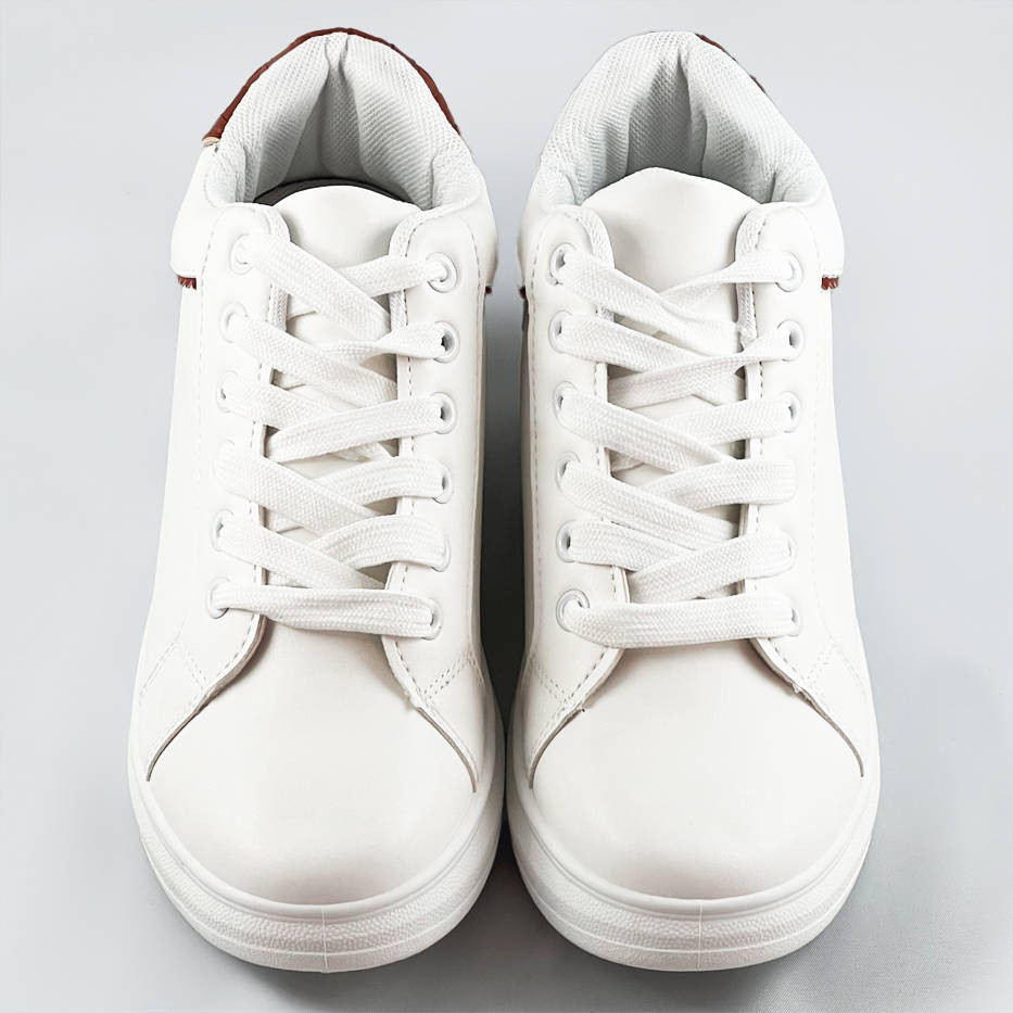 Bílo-hnědé sportovní boty se skrytým klínem (666-16) Bílá jedna velikost