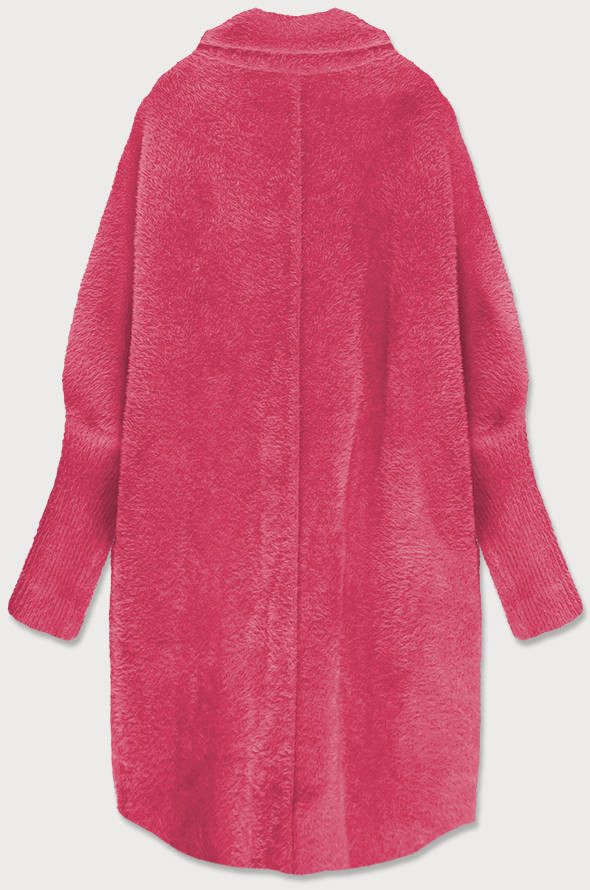 Dlouhý vlněný přehoz přes oblečení typu "alpaka" ve fuchsijové barvě (7108) Růžová jedna velikost