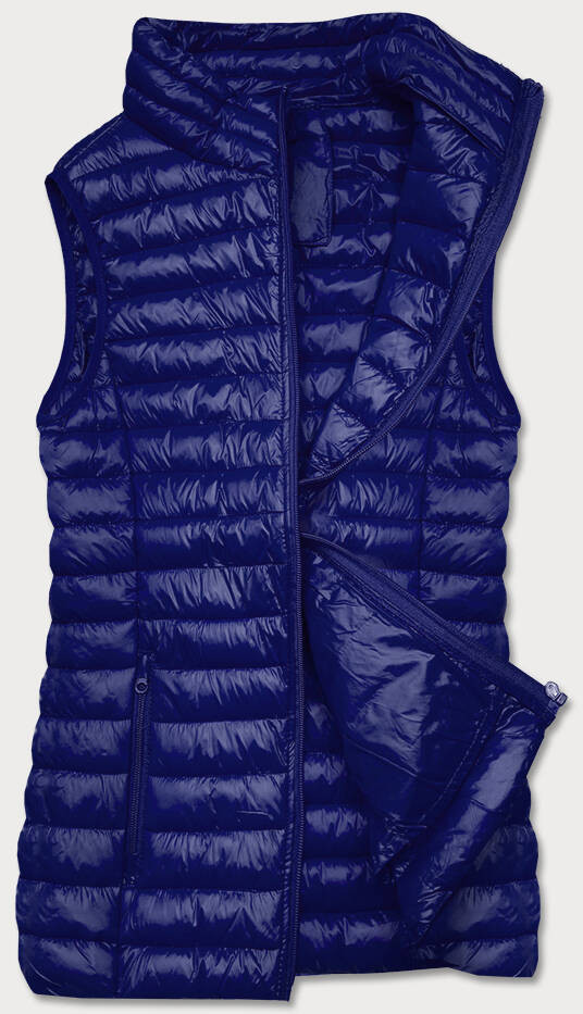 Tmavě modrá krátká dámská prošívaná vesta (5M702-215) Barva: odcienie niebieskiego, Velikost: S (36)