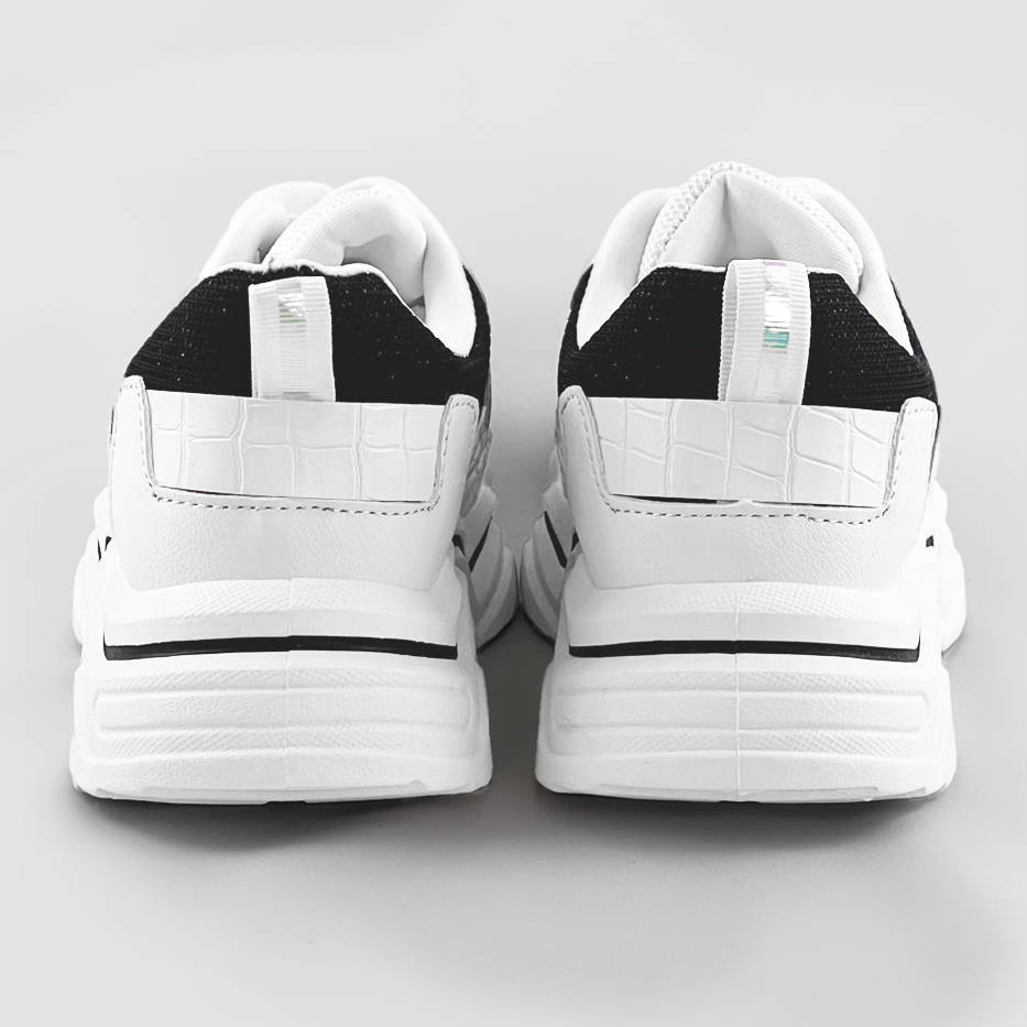 Bílo-černé dámské sneakersy s brokátovými vsadkami (LU-2) Bílá XL (42)