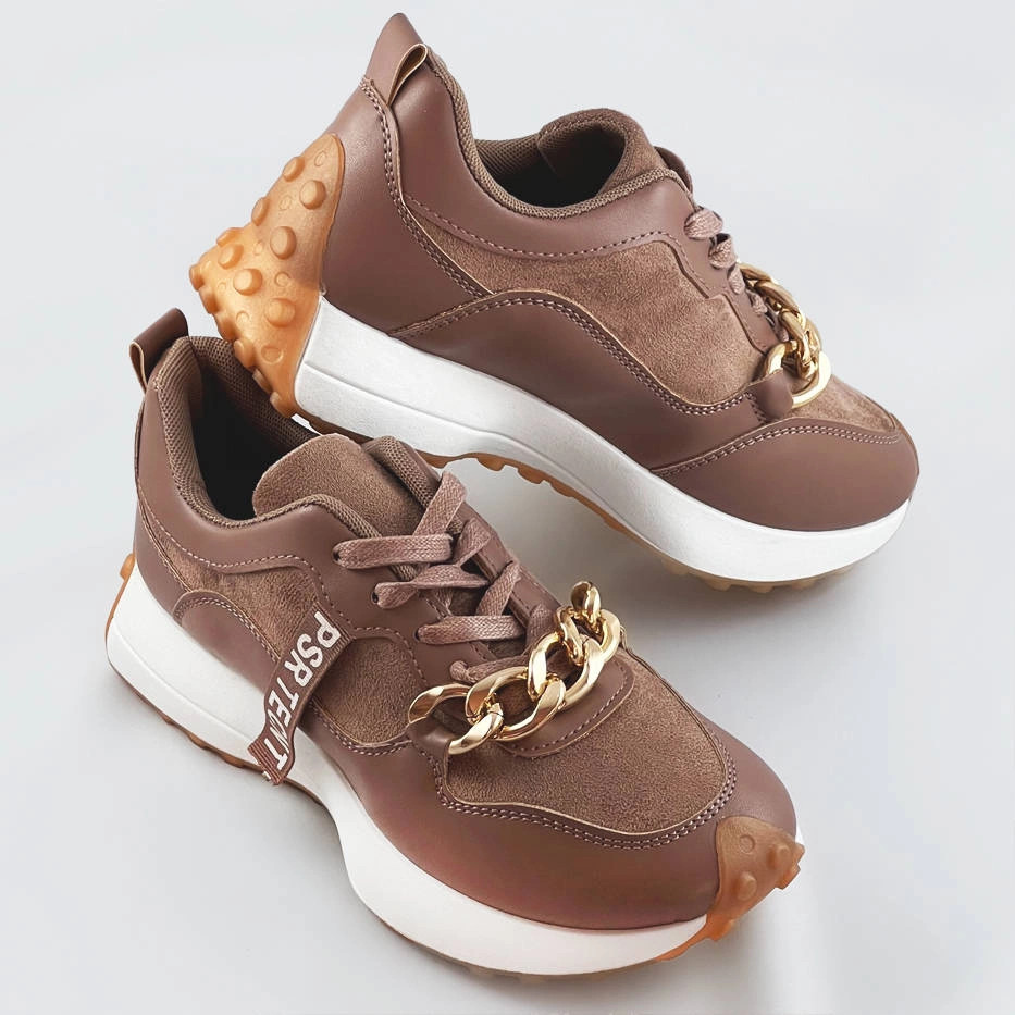 Hnedé športové topánky s retiazkou (N-206) odstíny hnědé XL (42)