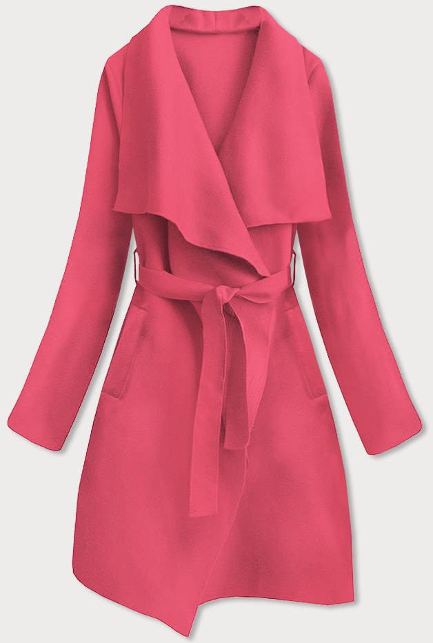 Minimalistický dámský kabát v korálové barvě (747ART) Barva: odcienie czerwieni, Velikost: ONE SIZE