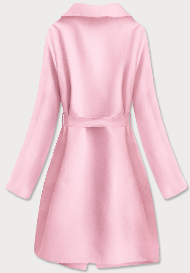 Minimalistický dámský kabát v pudrově růžové barvě (747ART) Růžová ONE SIZE
