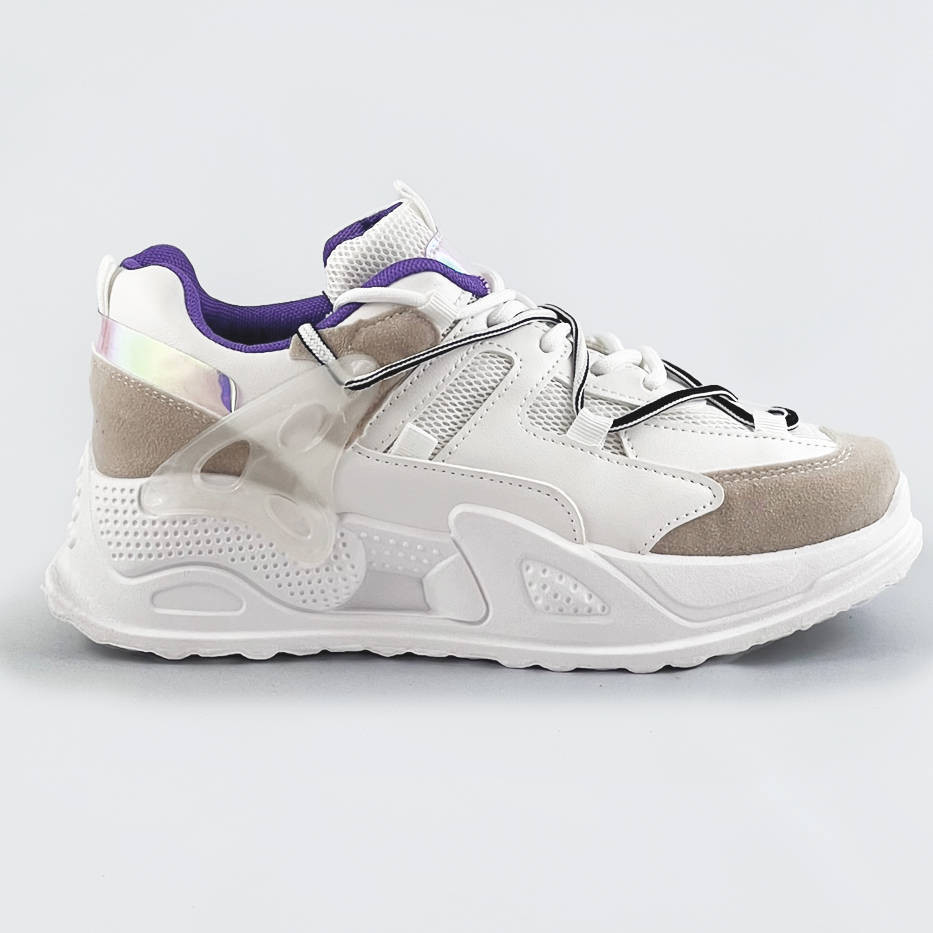 Bílé dámské sneakersy se dvojitými tkaničkami (7001) Barva: odcienie bieli, Velikost: XL (42)