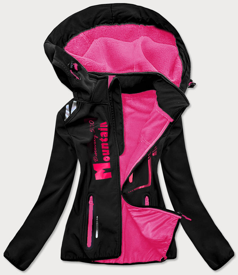 Čierno-ružová dámska softshellová bunda (HH030-1) čierna L (40)