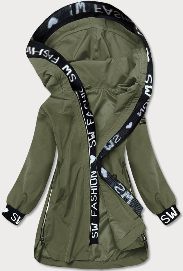 Jednoduchá dámská bunda v khaki barvě (B8018-11) khaki XL (42)