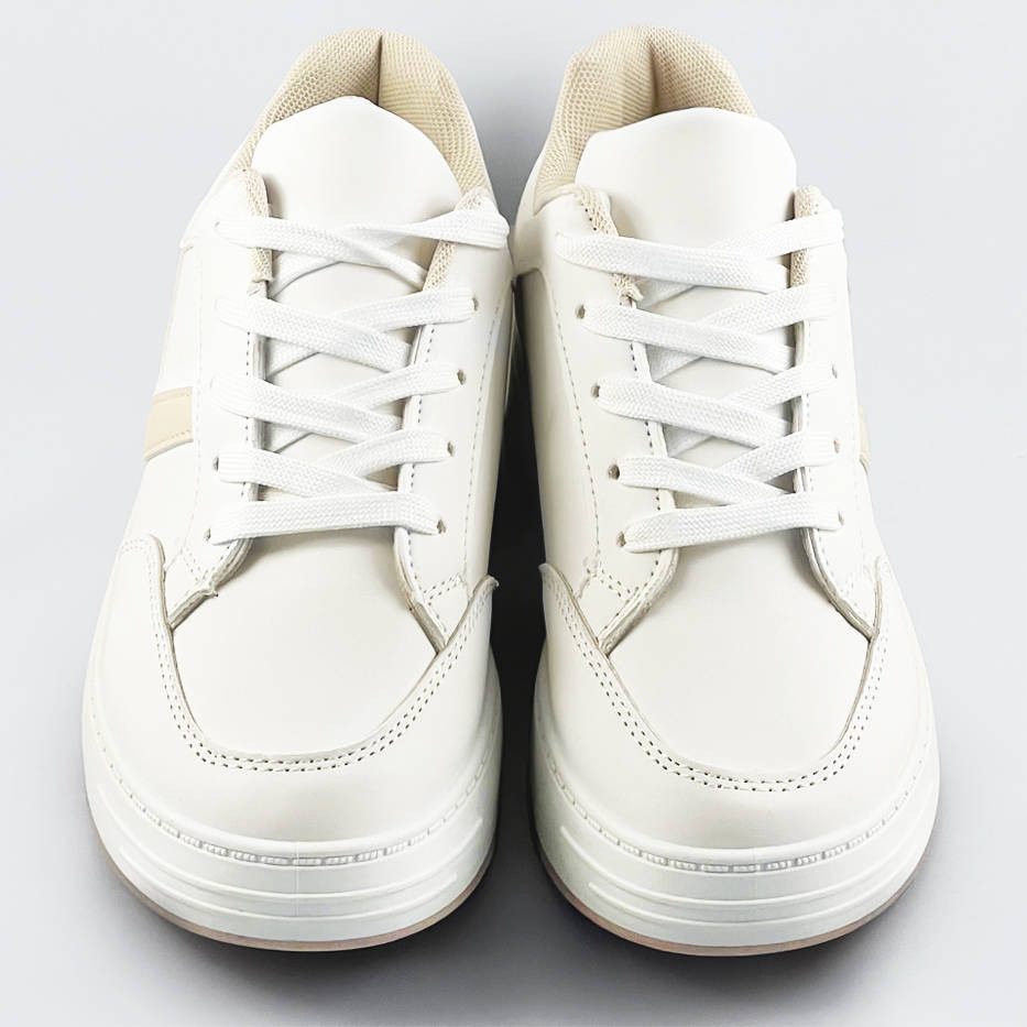Bílo-béžové dámské sportovní šněrovací boty (S070) Bílá XL (42)