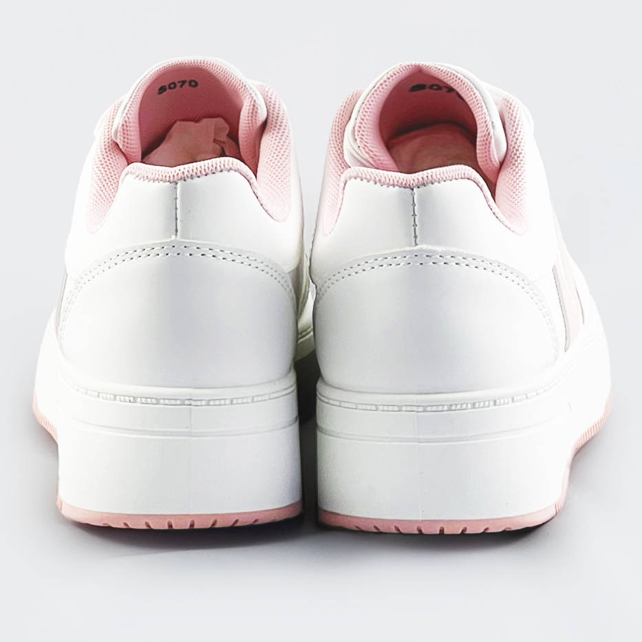 Bílo-růžové dámské sportovní šněrovací boty (S070) Bílá XL (42)