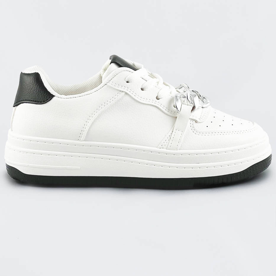 Bílo-černé dámské sportovní boty s řetízkem (B-545) Bílá XL (42)