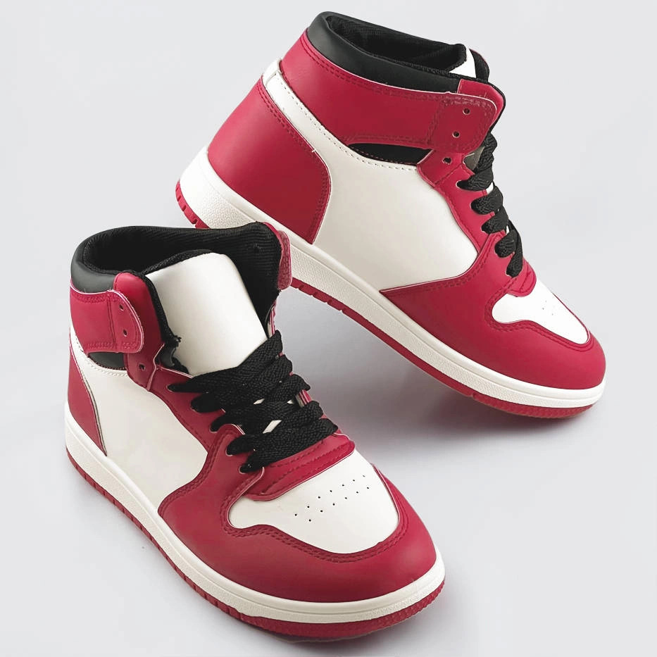 Červeno-biele dámske tenisky sneakers nad členky (XA069) odstíny červené XL (42)