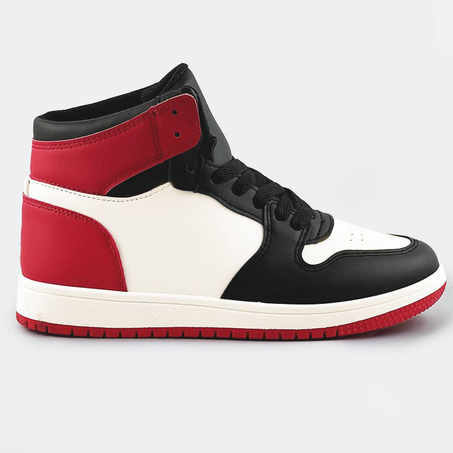 Černo-bílé dámské tenisky sneakers nad kotníky (XA069) Červená XL (42)