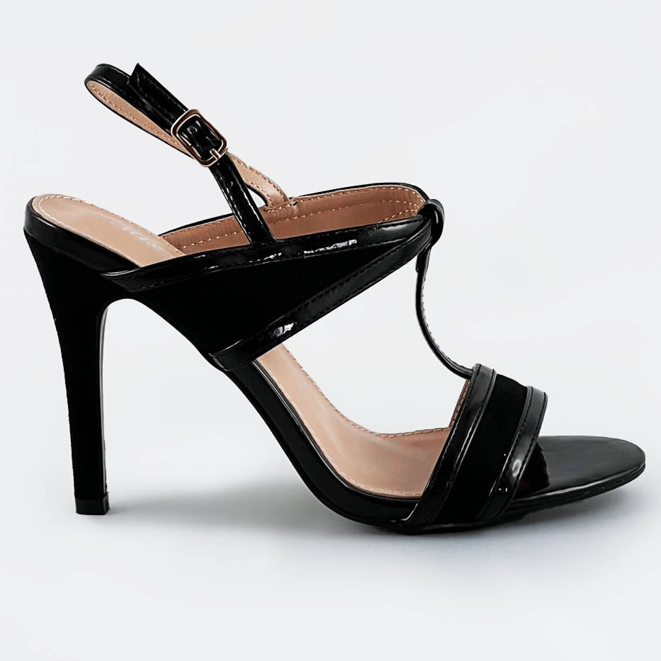 Černé dámské sandálky z různých spojených materiálů (HB09) černá XL (42)