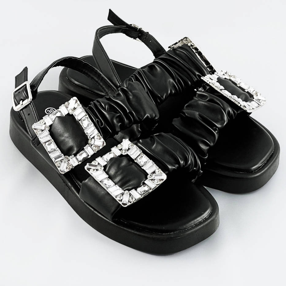 Černé dámské sandály se zirkony (CM-62) odcienie czerni XL (42)