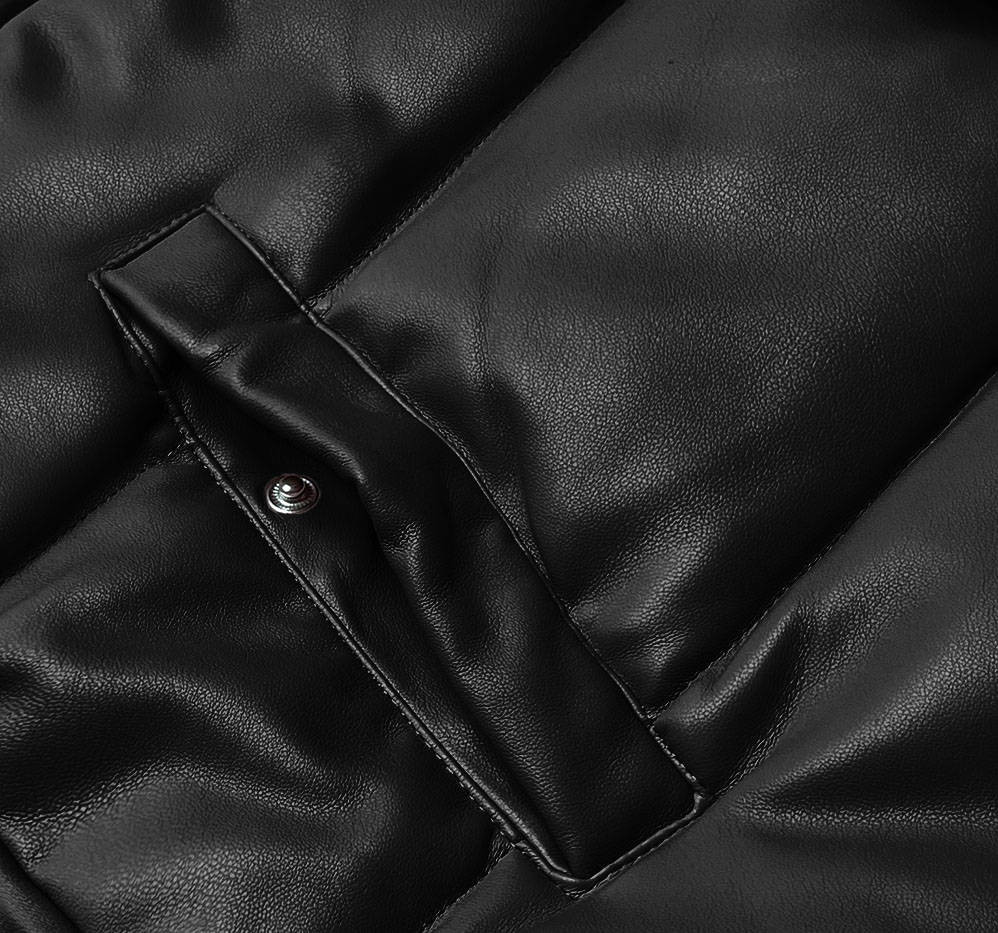 Teplá černá dámská vesta z eko kůže (D-3231-1) odcienie czerni XXL (44)