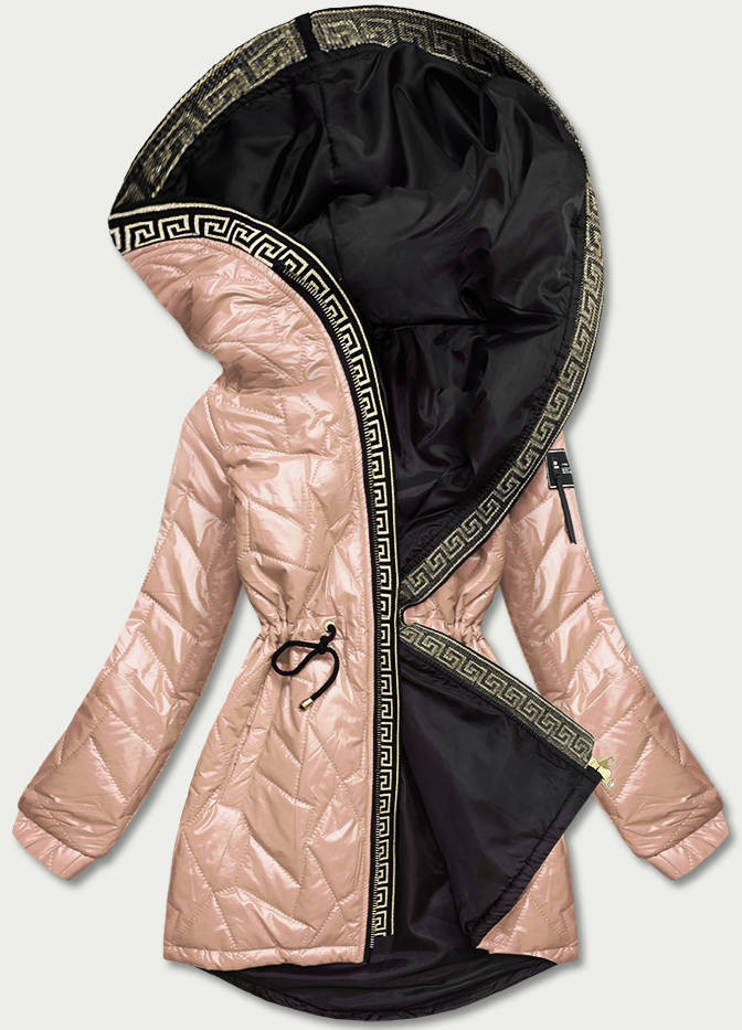 Béžová dámská bunda s ozdobným prošíváním (BR8101-101) Béžová 46