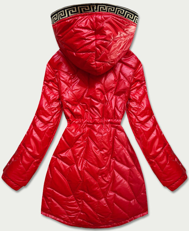 Červená dámská bunda s ozdobným prošíváním (B8092-4) Červená S (36)
