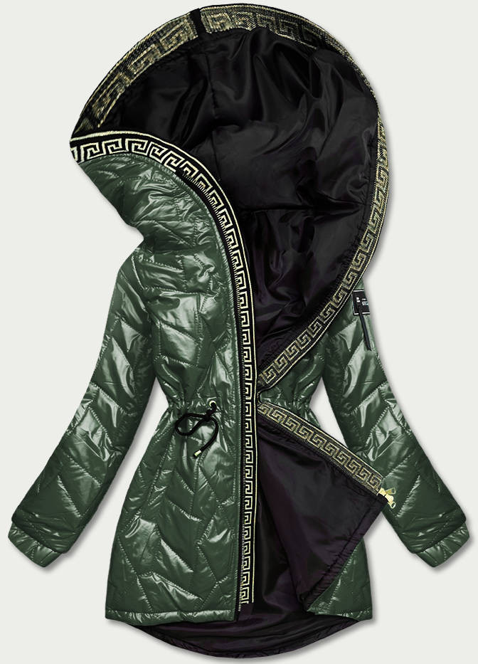 Zelená dámská bunda s ozdobným prošíváním (B8092-10) zielony M (38)