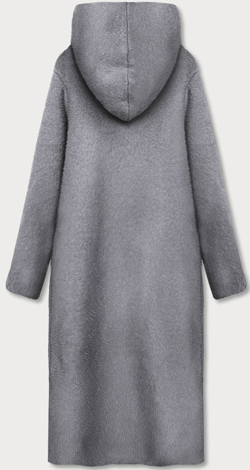 Dlouhý šedý přehoz přes oblečení s kapucí (B6010-9) odcienie szarości L (40)