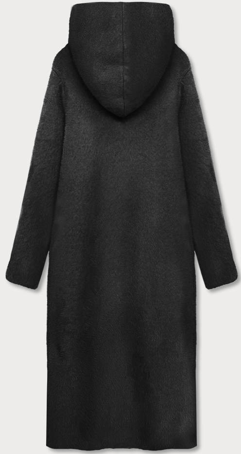 Dlouhý černý přehoz přes oblečení s kapucí (B6010-1) odcienie czerni L (40)