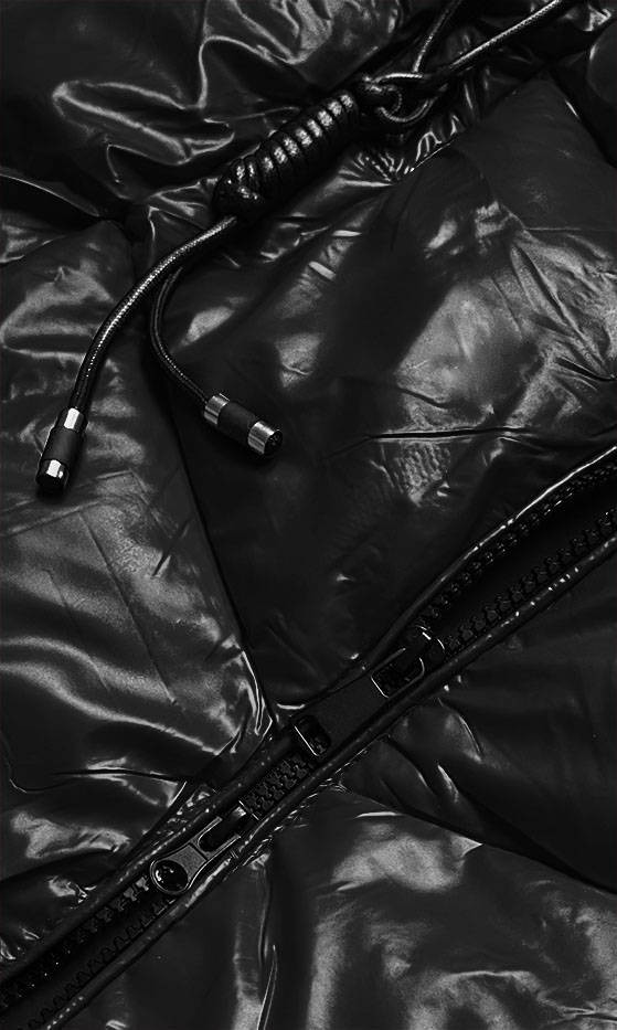 Lesklá černá vesta s kapucí (B8025-1) černá XL (42)