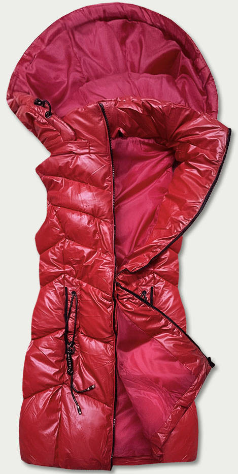 Lesklá červená vesta s kapucňou (B8025-4) červená XXL (44)