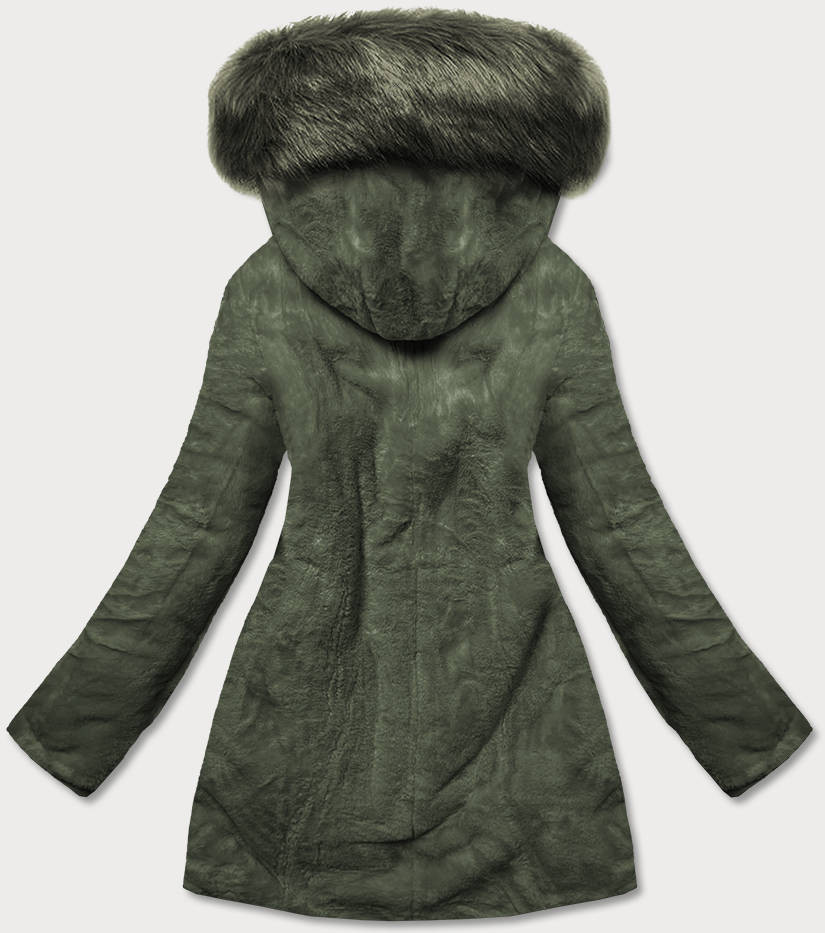 Teplá oboustranná dámská zimní bunda v khaki barvě (W610) odcienie zieleni M (38)