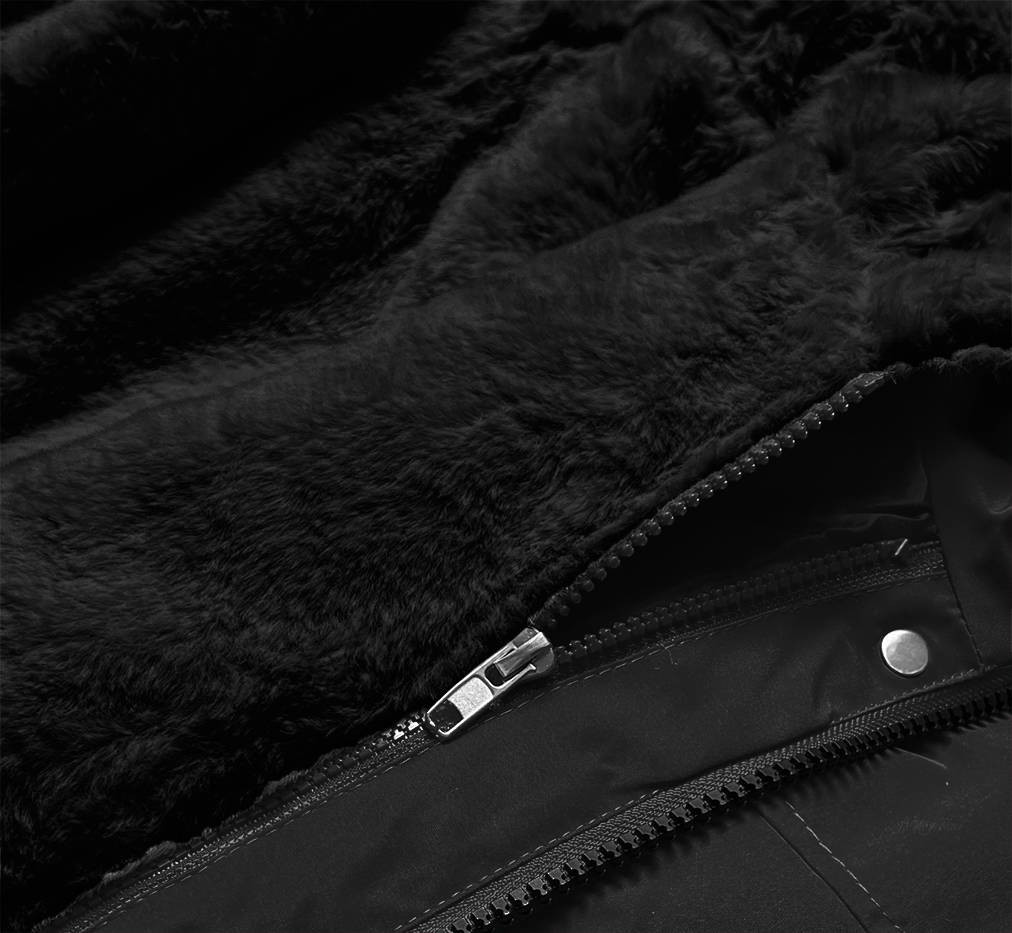 Teplá černá dámská zimní bunda (W629BIG) odcienie czerni 46