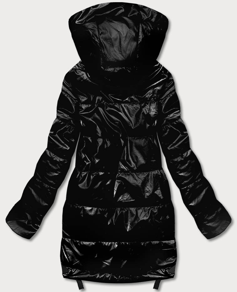 Černá dámská bunda s odepínací kapucí (B8086-1) černá XXL (44)