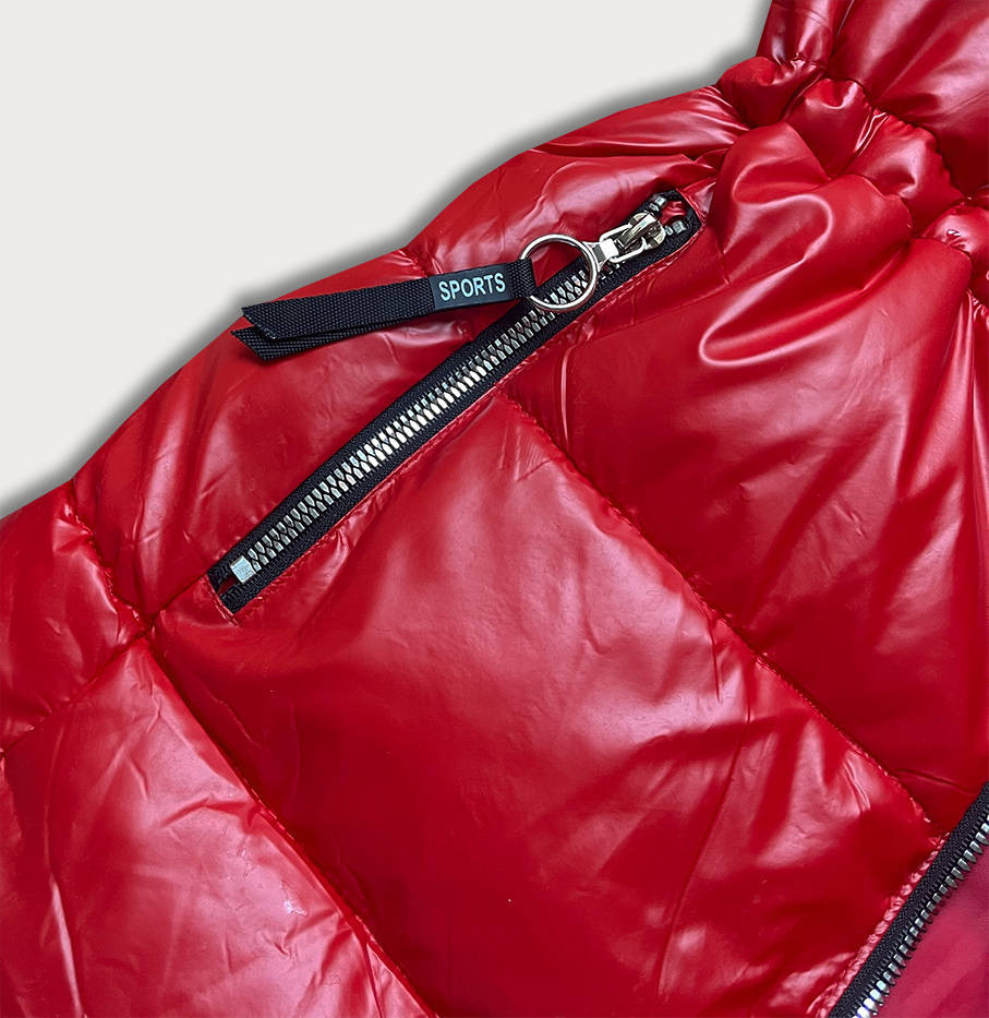 Červená metalická dámská bunda (B8029-4) odcienie czerwieni XL (42)