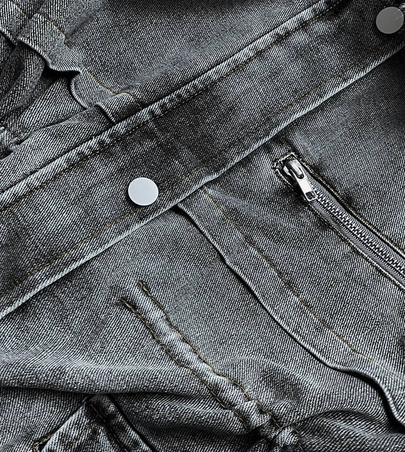 Damska kurtka jeansowa na futrzanej podszewce czarna (br8048-101) odstíny černé XXL (44)