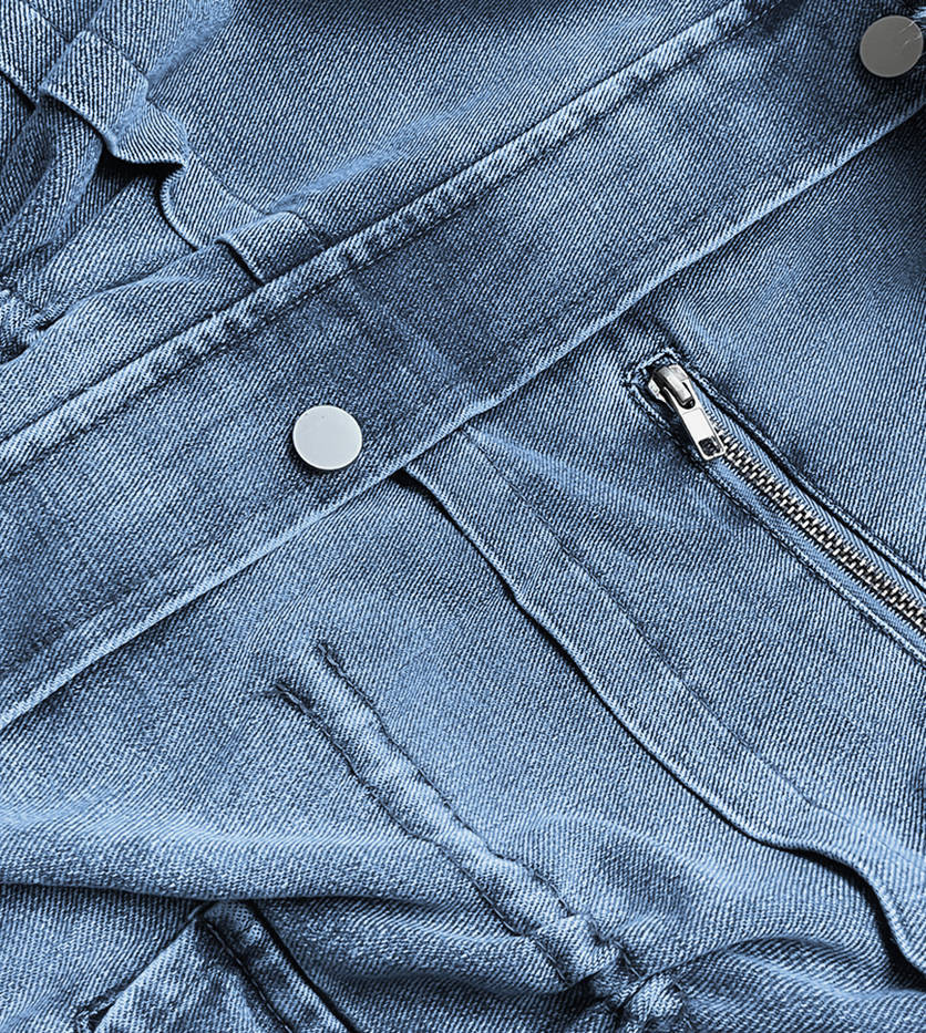 Světle modro/ecru dámská džínová bunda s kožešinovou podšívkou (BR8048-50046) odcienie niebieskiego XXL (44)