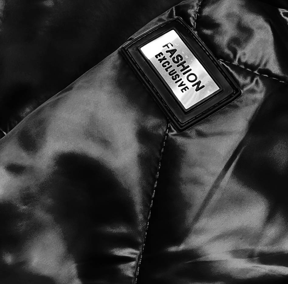 Černá dámská bunda s kapucí pro přechodné období (B8091-1) odcienie czerni 46
