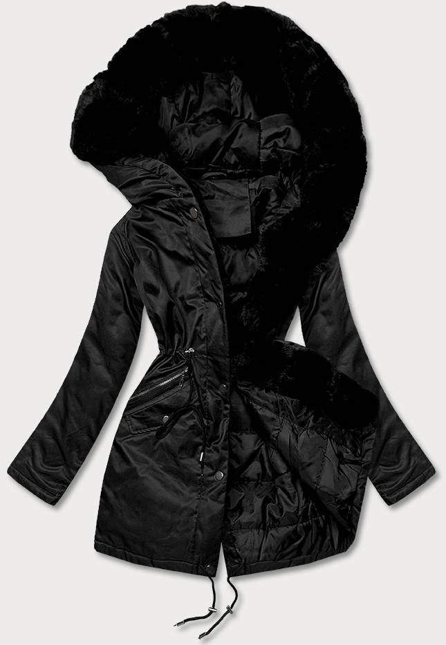 Čierna dámska bunda s kožušinou (5m762-392) odstíny černé M (38)