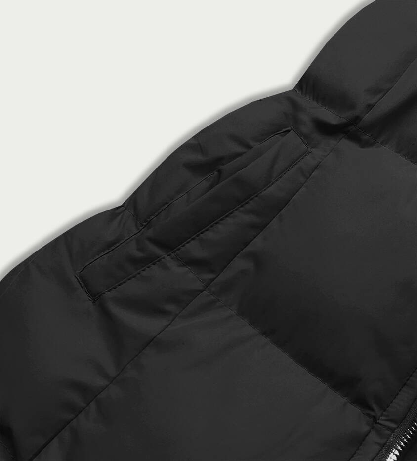 Černá péřová dámská vesta s kapucí (5M721-392) odcienie czerni XS (34)