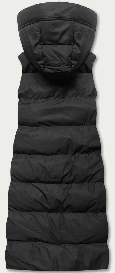 Dlouhá černá dámská péřová vesta (5M728-392) odcienie czerni XL (42)