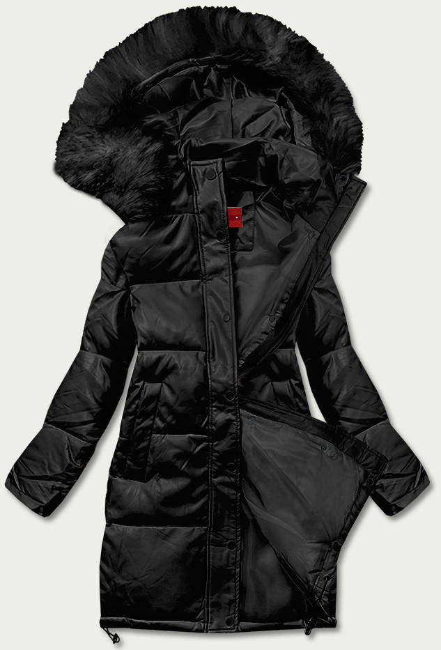 Černá dámská zimní bunda z ekologické kůže (TY038-1) odcienie czerni XXL (44)