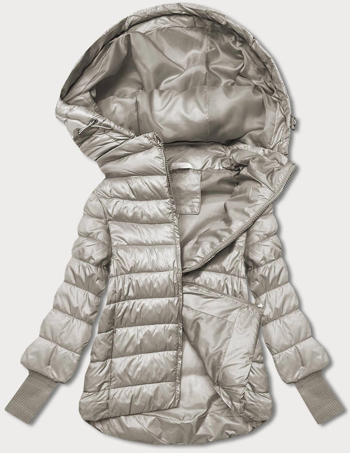 Dámska krátka béžová bunda s úpletovou šnúrkou (P22/P3-6636-62) odstíny béžové S (36)