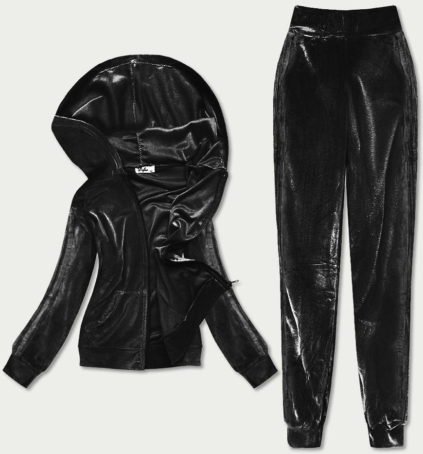 Černý dámský velurový dres (81224) Barva: odcienie czerni, Velikost: XL (42)