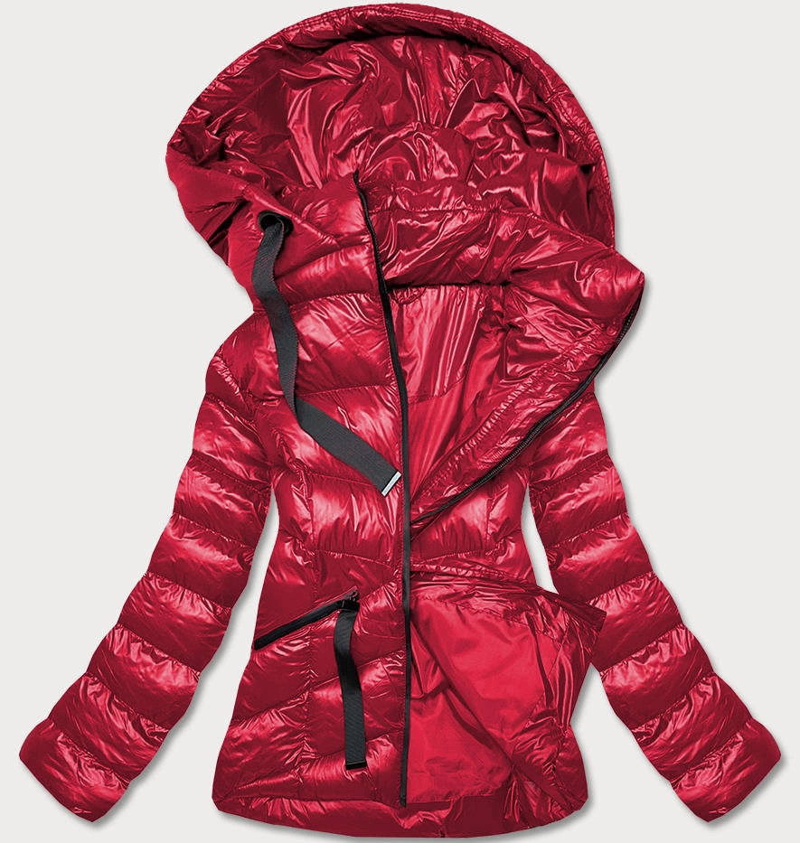 Dámska krátka zimná bunda červenej farby (23066-(270)(1)) odstíny červené S (36)