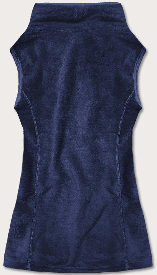 Tmavě modrá plyšová dámská vesta (HH003-50) Barva: odcienie niebieskiego, Velikost: S (36)