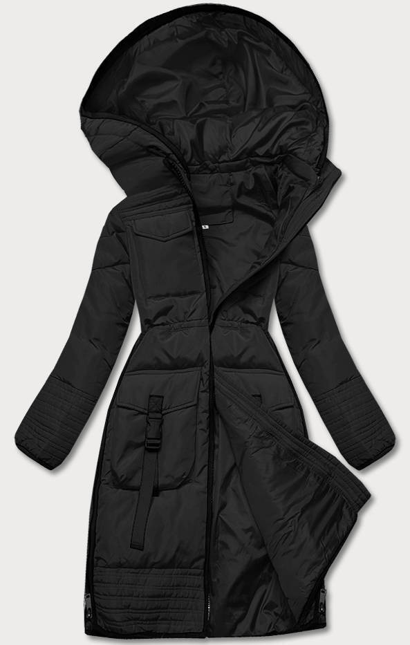Černá vypasovaná dámská zimní bunda (H-1071-01) odcienie czerni L (40)