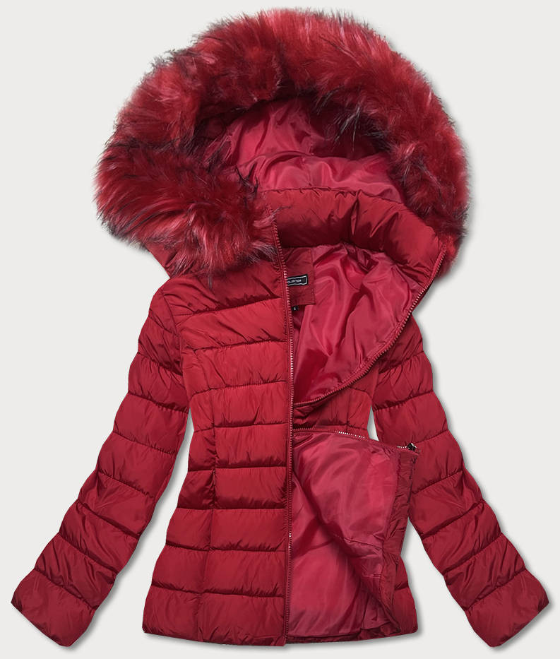 Krátká červená dámská zimní bunda (YP-20091-8) odcienie czerwieni S (36)