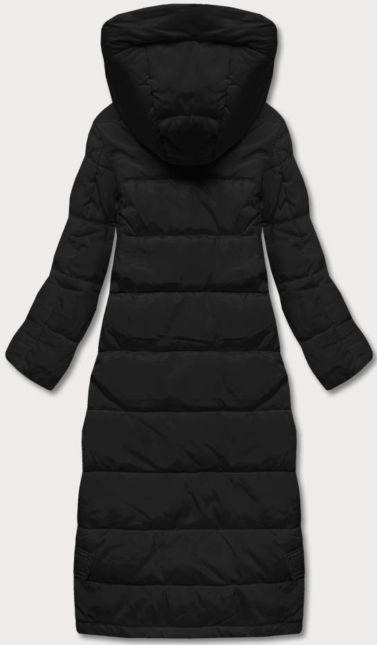 Dlouhá černá dámská péřová bunda (AG3-3038) odcienie czerni XXL (44)