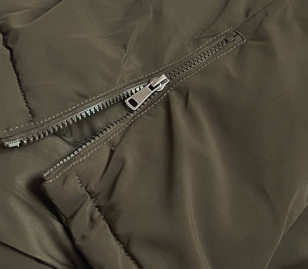 Dámská zimní bunda parka v khaki barvě (CAN-588BIG) odcienie zieleni 46